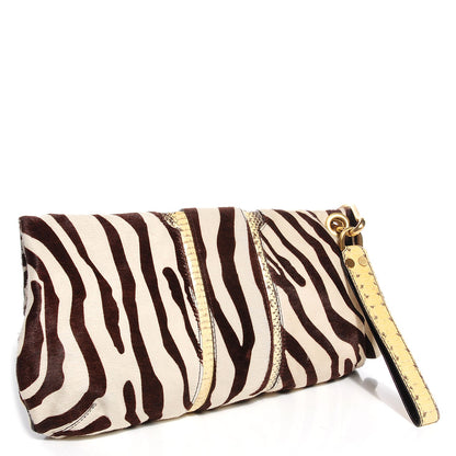 Jimmy Choo Zebra Print Pony Hair Marin Clutch Wristlet 3 of 6