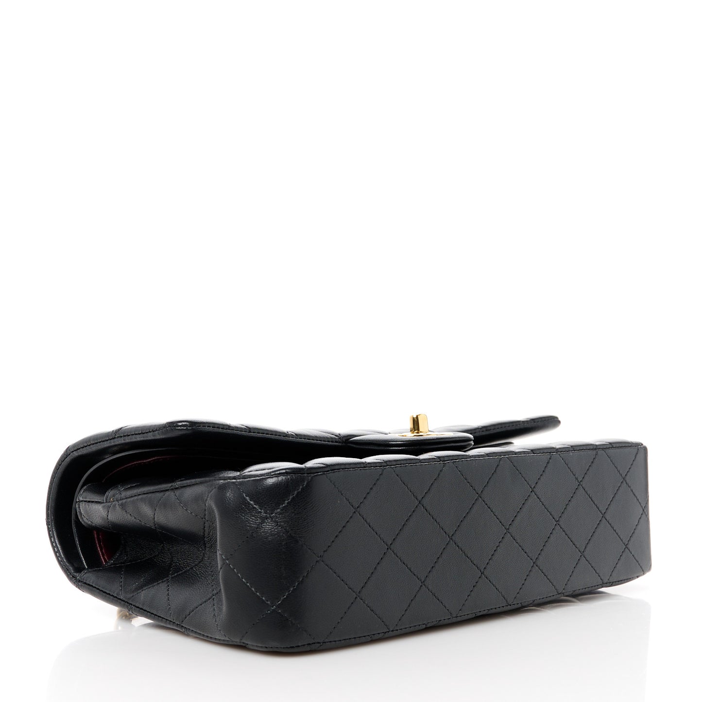 Lambskin Quilted Medium Double Flap Black