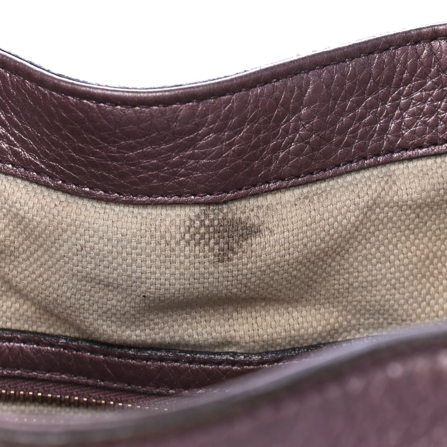 Metallic Pebbled Calfskin Small Soho Shoulder Bag Purple
