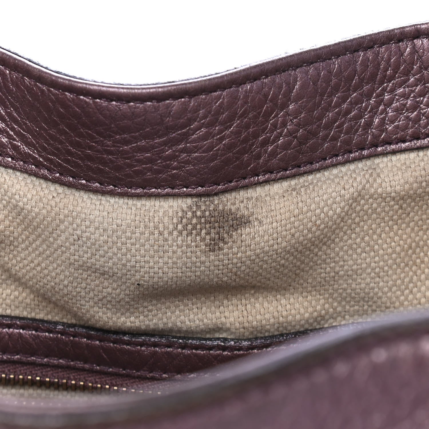 Gucci Metallic Pebbled Calfskin Small Soho Shoulder Bag Purple 5 of 5
