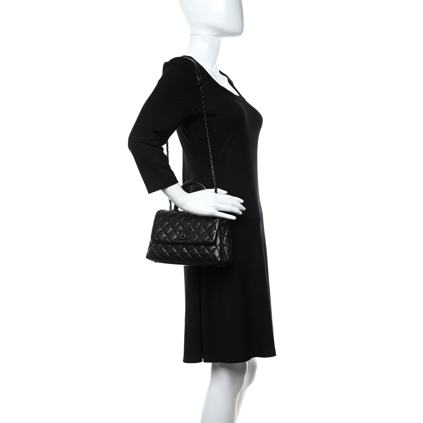 Caviar Quilted Mini Coco Handle Flap So Black