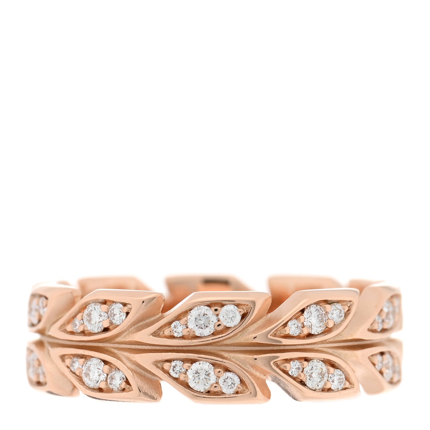 18K Rose Gold Diamond Victoria Vine Band Ring 54 7