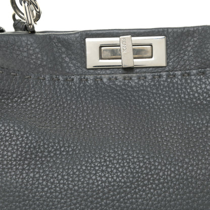 Fendi Cuoio Romano Selleria Bi-Color Medium Peekaboo Iconic Satchel Asfalto Latte 8 of 18