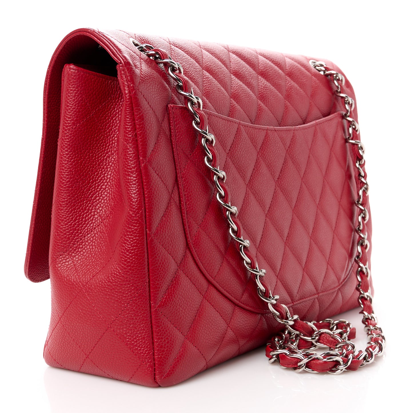 Caviar Quilted Maxi Single Flap Red