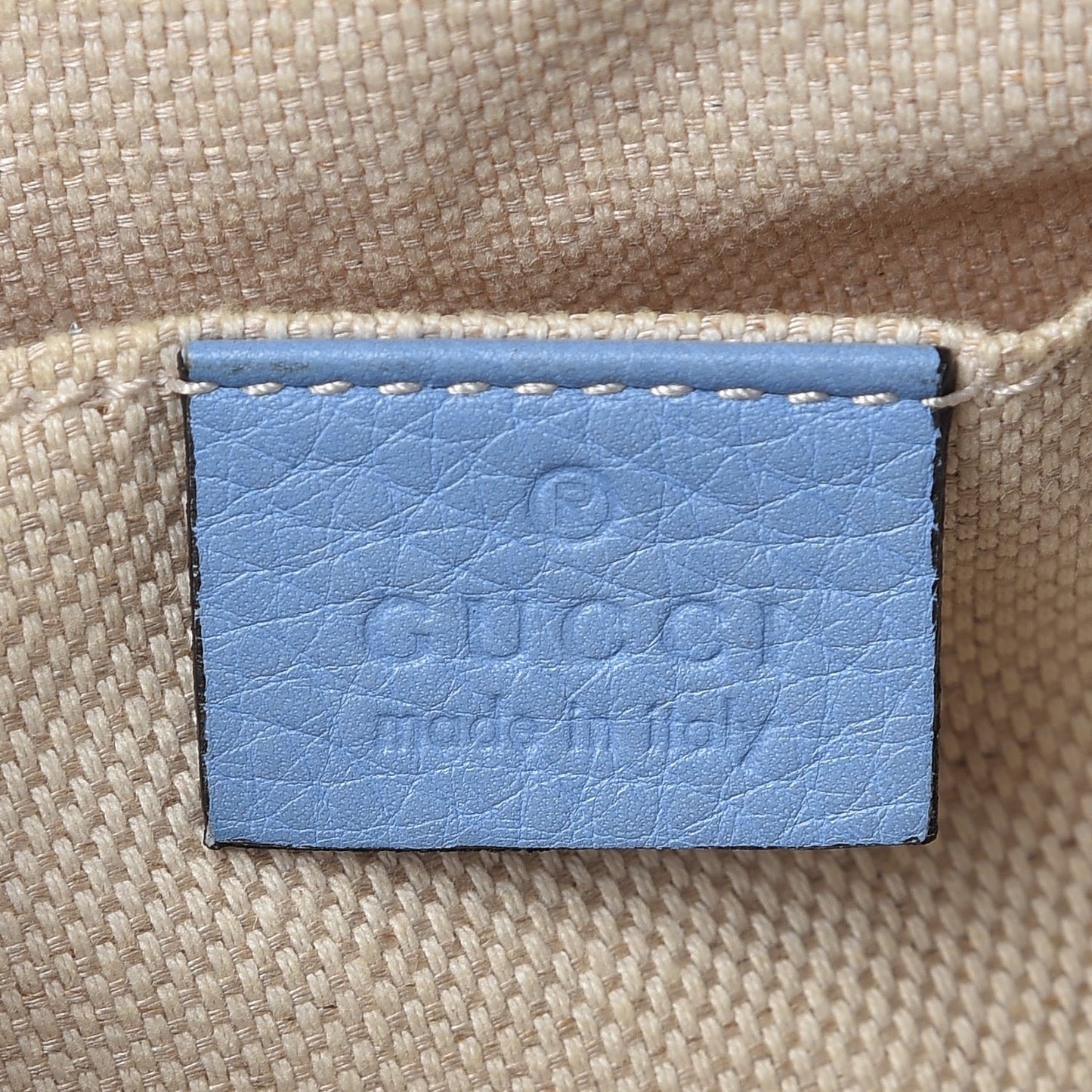 Pebbled Calfskin Canvas Soho Disco Bag Mineral Blue