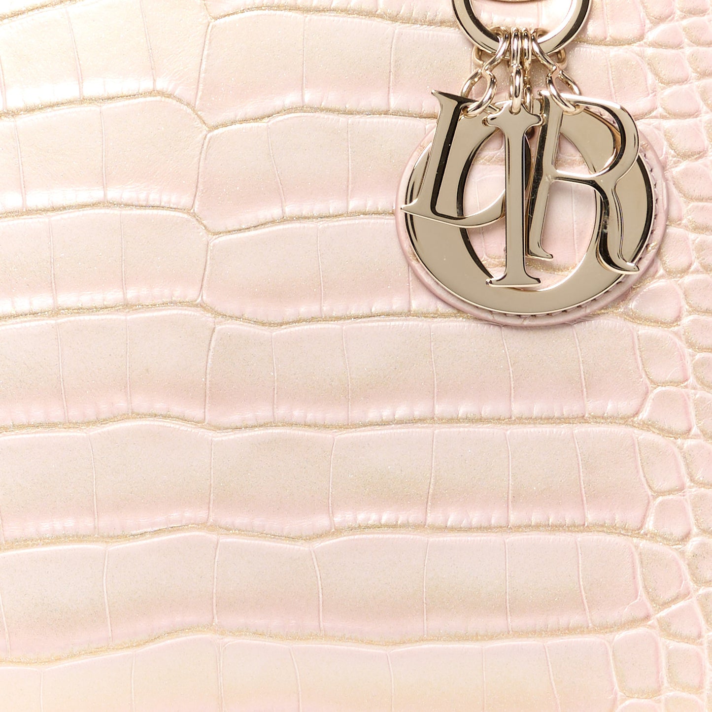 Metallic Alligator Medium Lady Dior Rose
