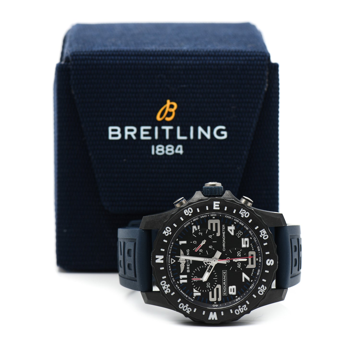 Breitlight Rubber 44mm Endurance Pro Chronograph Quartz Watch Black X82310