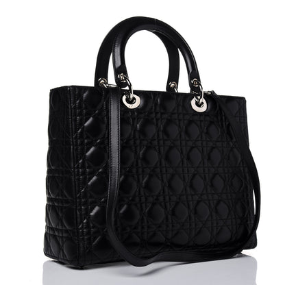 Christian Dior Lambskin Cannage Large Lady Dior Black 4 of 14