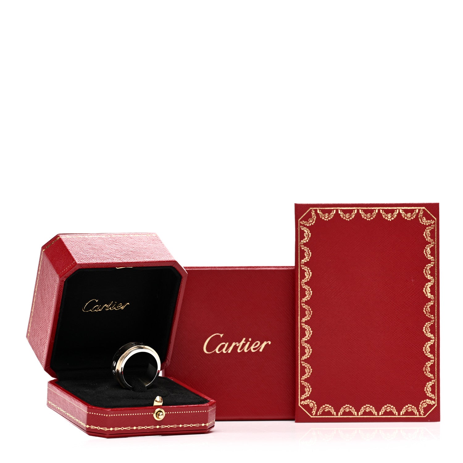 Cartier 18K Yellow Gold Stainless Steel 12mm Santos Ring 62 10 5 of 5