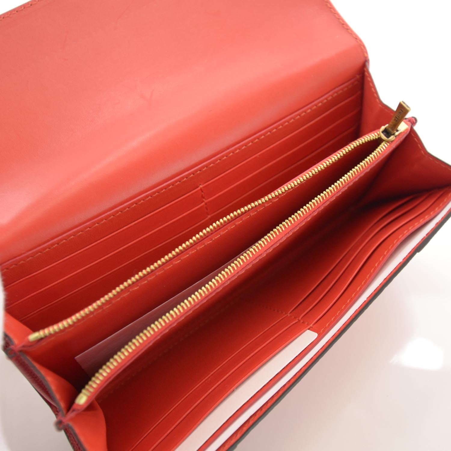 Celine Grained Calfskin Continental Wallet Red 7 of 9