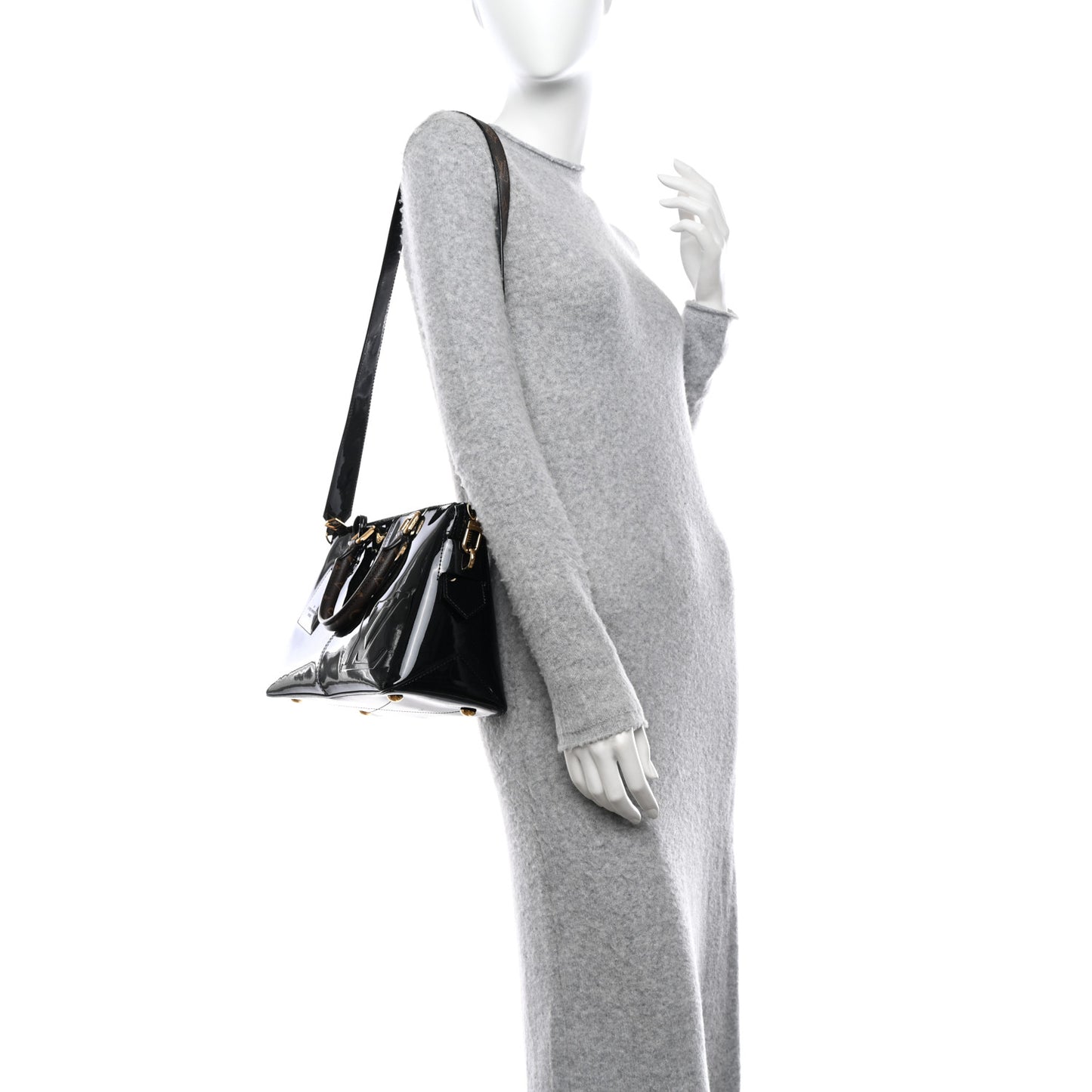 Patent Calfskin Miroir Tote Black