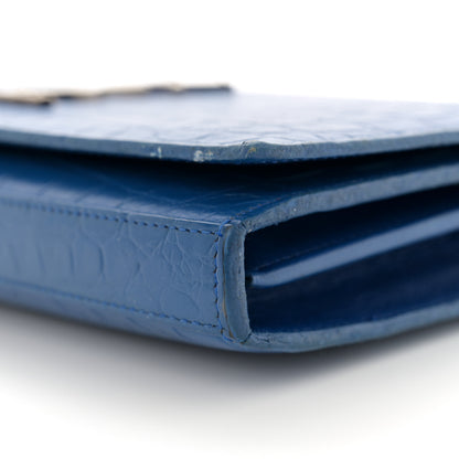 Saint Laurent Calfskin Crocodile Embossed Monogram Chain Wallet Royal Blue 11 of 18