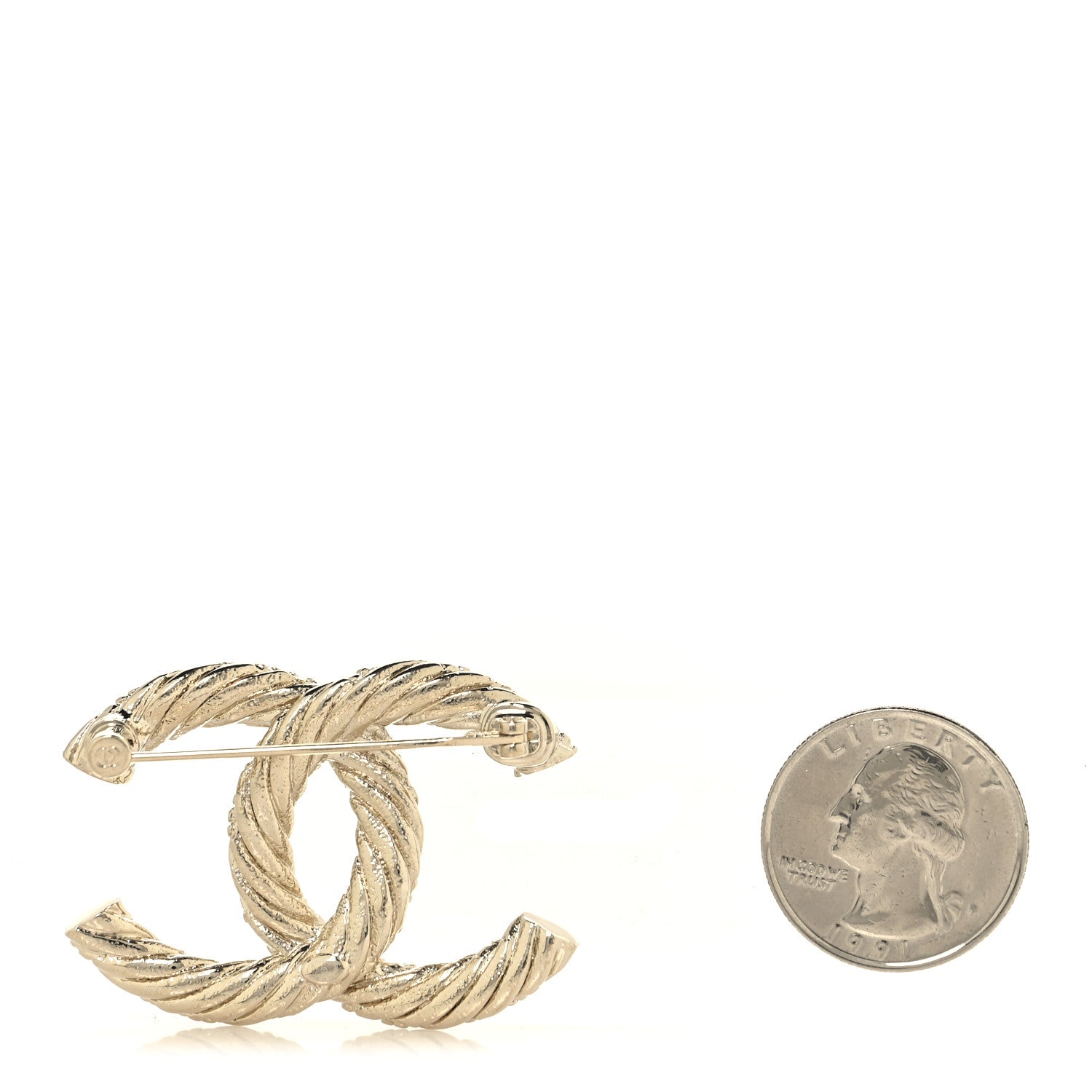 Chanel Twisted CC Brooch Light Gold 2 of 3