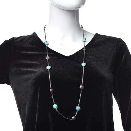 John Hardy Sterling Silver Blue Dot Disc Station Necklace 2 of 5