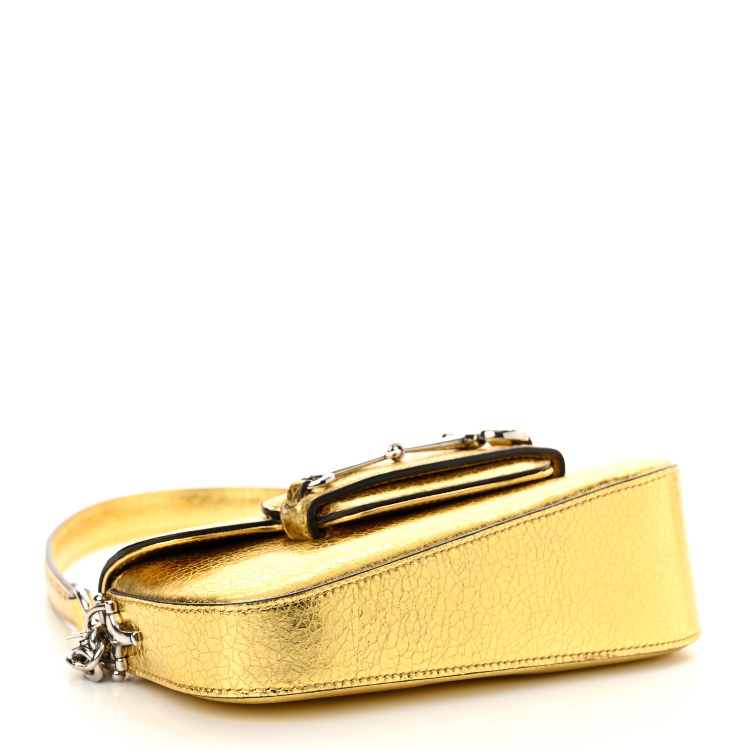 Gucci Metallic Calfskin Mini Horsebit 1955 Asymmetric Shoulder Bag Gold 4 of 11