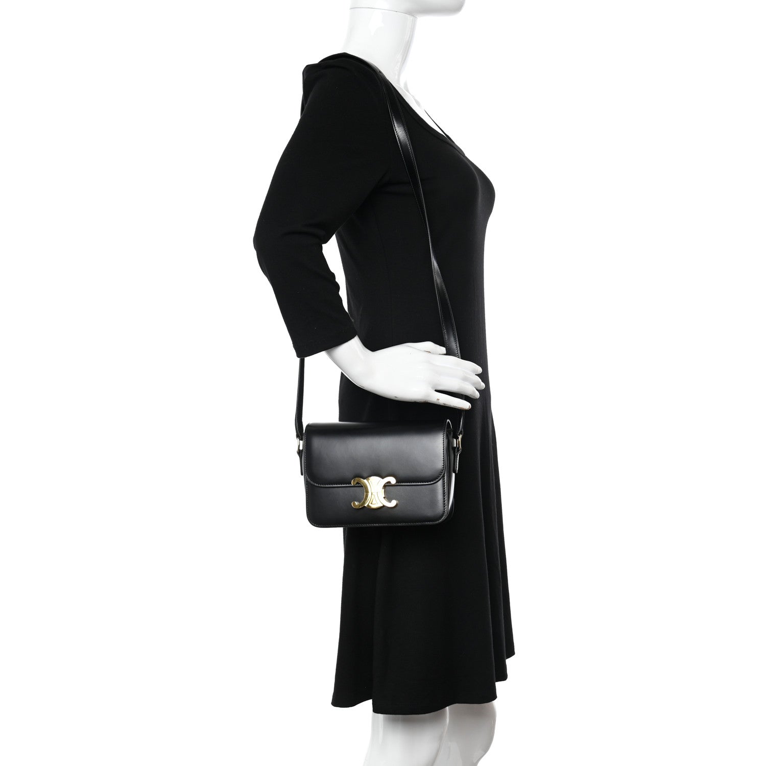 Celine Shiny Calfskin Teen Triomphe Black 2 of 11