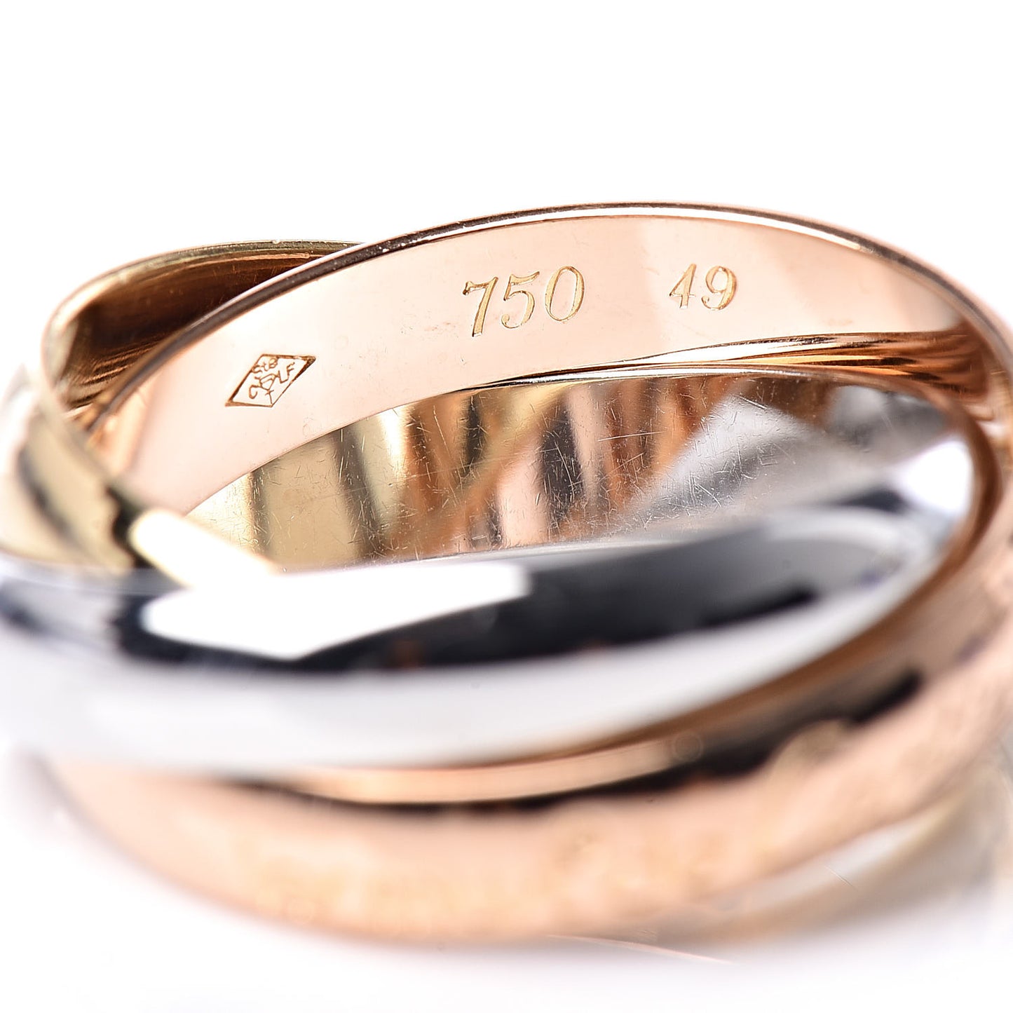18K Pink Yellow White Gold Classic Les Must De Trinity Ring 49 4.75