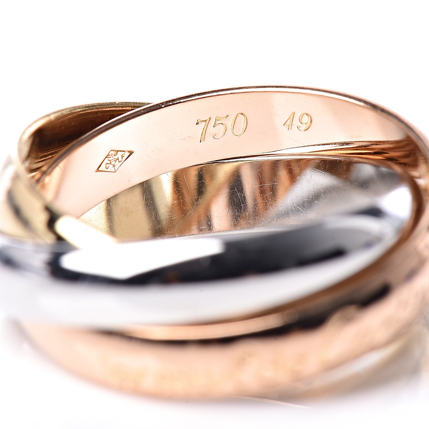 Cartier 18K Pink Yellow White Gold Classic Les Must De Trinity Ring 49 4.75 5 of 5