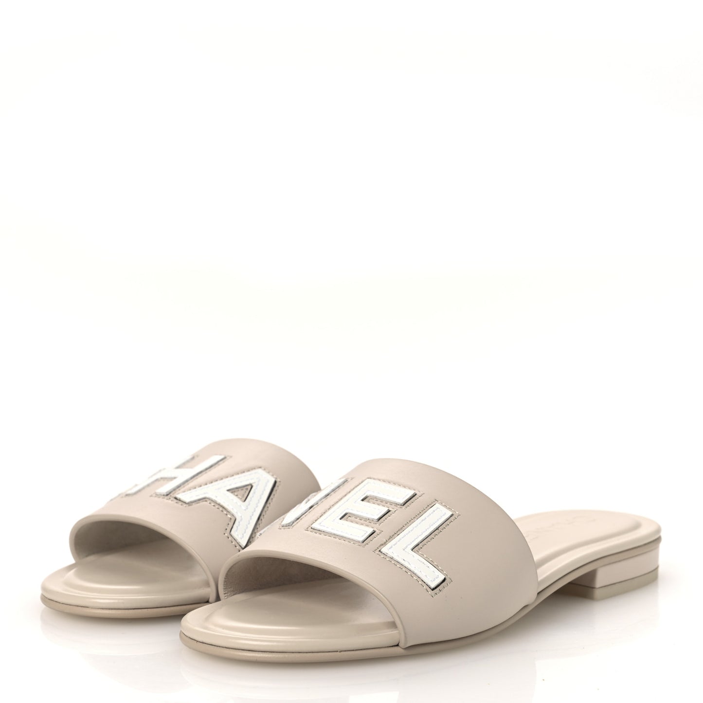 Calfskin Patent Calfskin Logo Mules 36 Beige