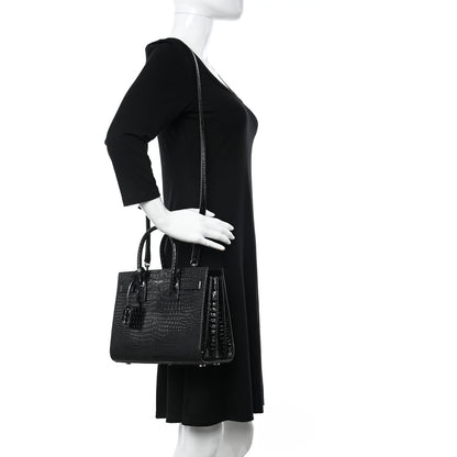 Saint Laurent Calfskin Crocodile Embossed Baby Sac De Jour Black 2 of 9