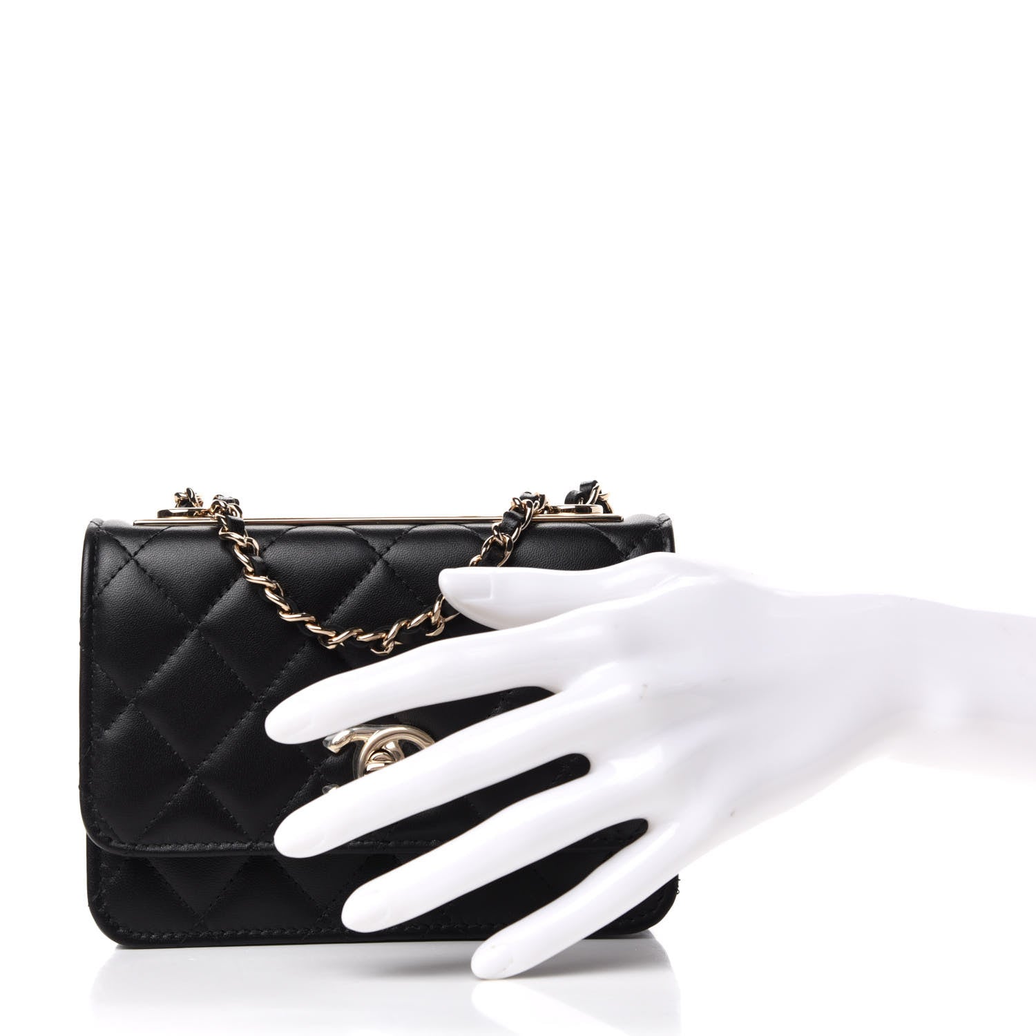 Chanel Lambskin Quilted Mini Trendy CC Wallet On Chain WOC Black 2 of 11