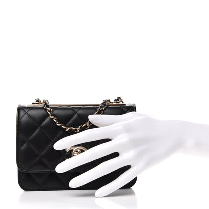 Chanel Lambskin Quilted Mini Trendy CC Wallet On Chain WOC Black 2 of 11
