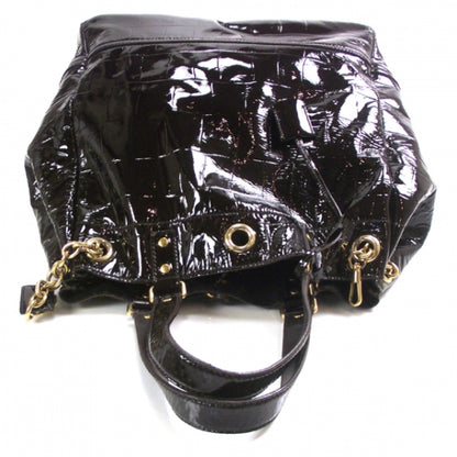 Saint Laurent Patent Croc Overseas Tote Chocolate 6 of 8