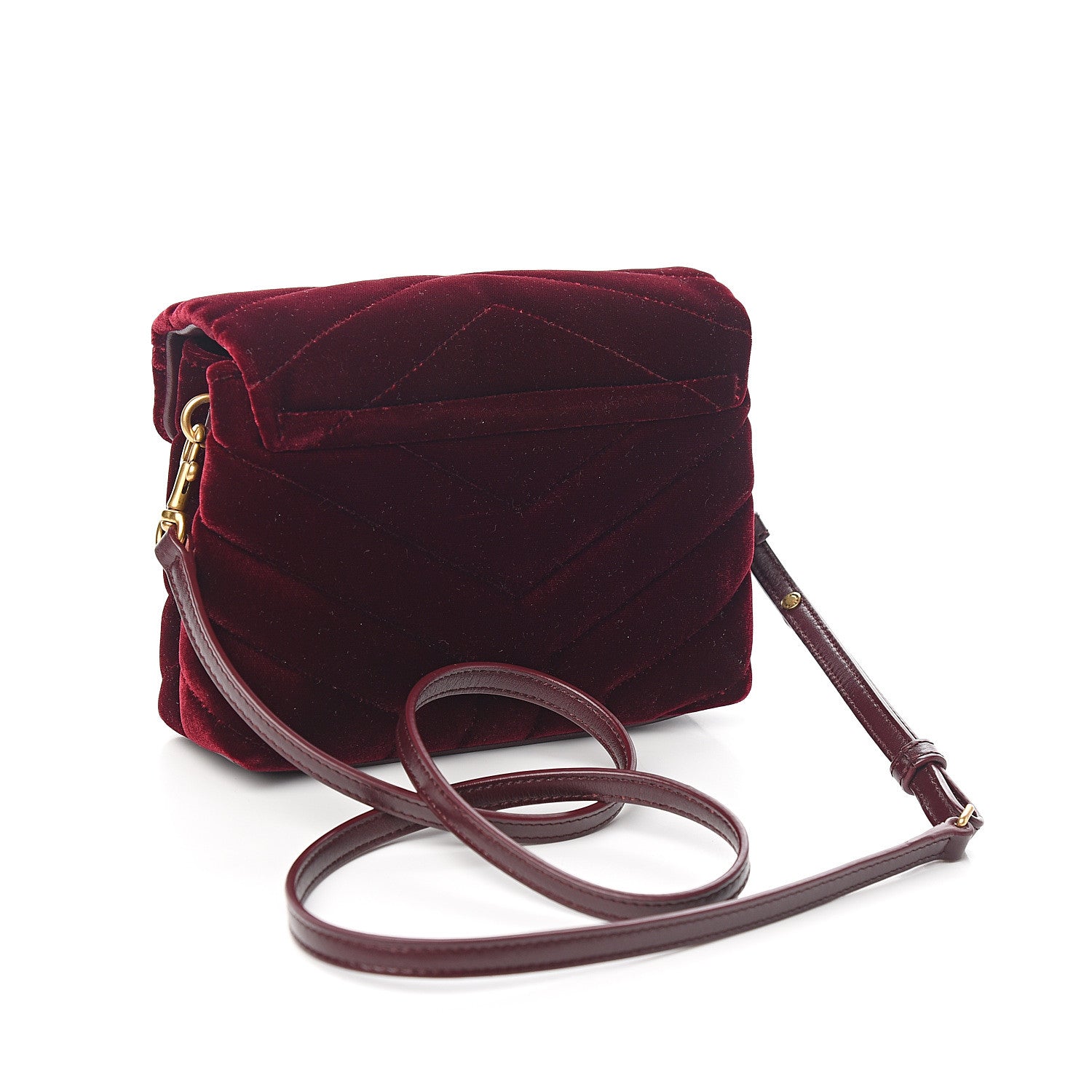 Saint Laurent Velvet Y Quilted Monogram Toy Loulou Crossbody Bag French Burgundy 2 of 9