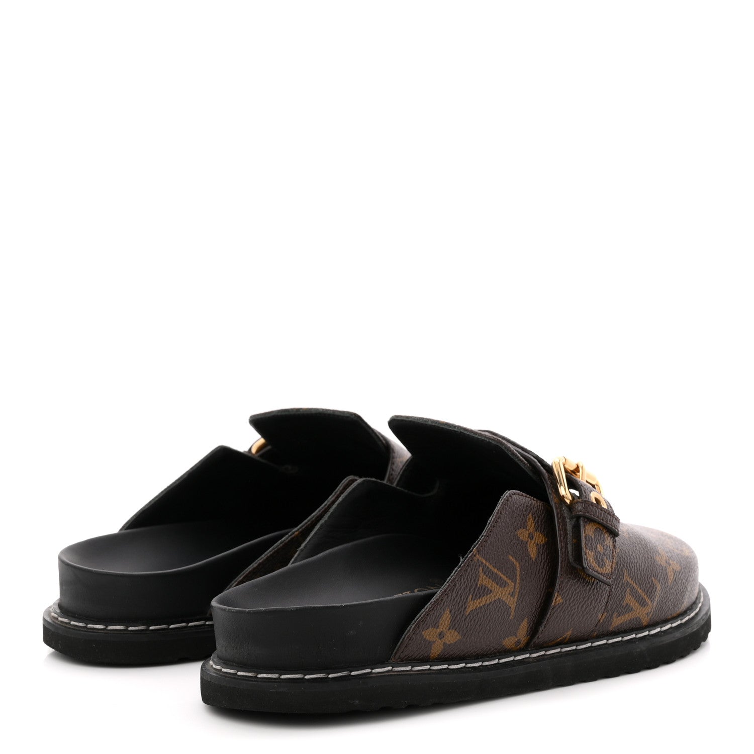 Louis Vuitton Patent Monogram Womens Cosy Flat Comfort Clog Mules 38 Brown 5 of 10