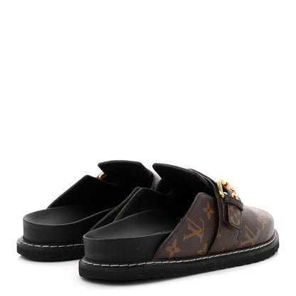 Louis Vuitton Patent Monogram Womens Cosy Flat Comfort Clog Mules 38 Brown 5 of 10