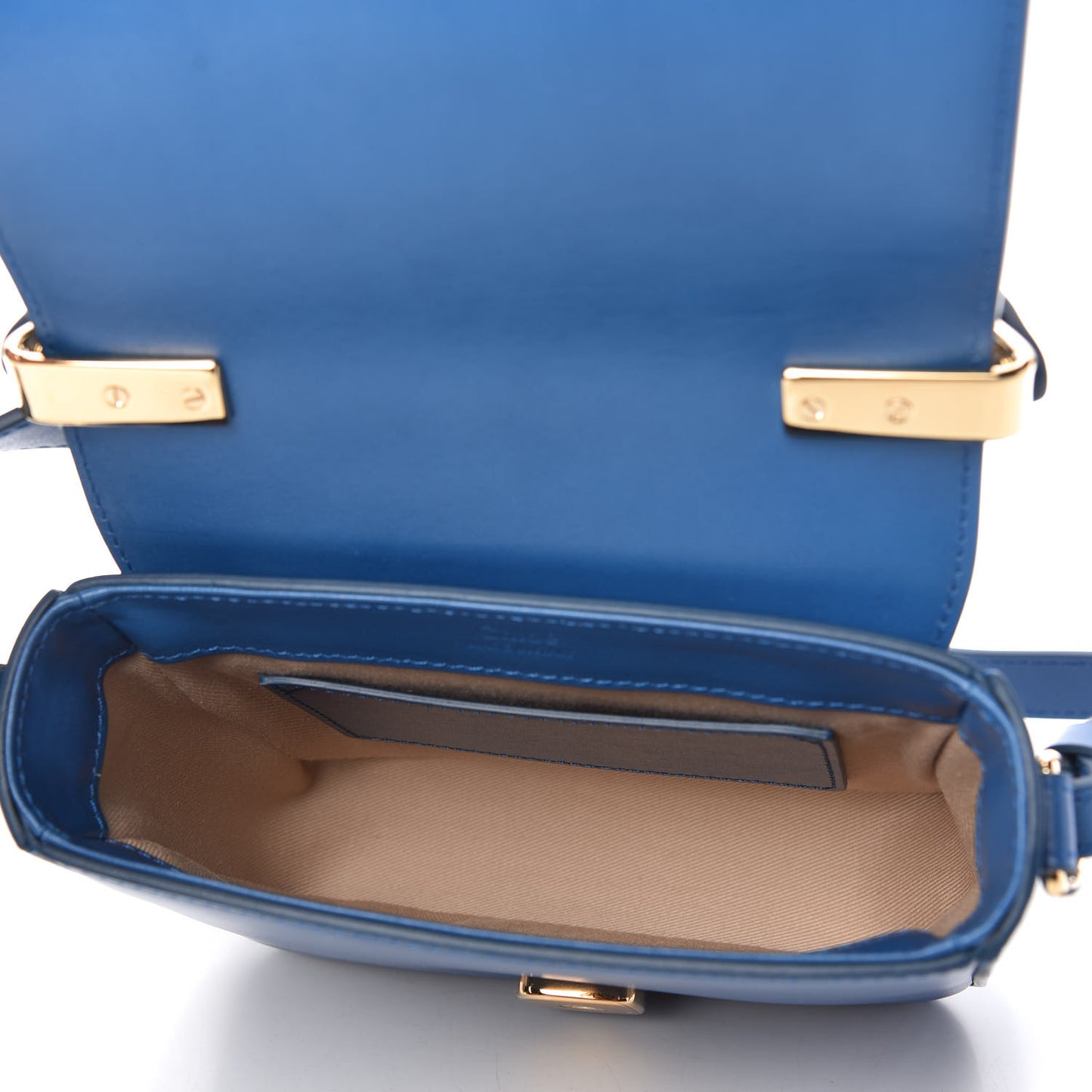 Shiny Calfskin Suede Mini C Bag Smoky Blue
