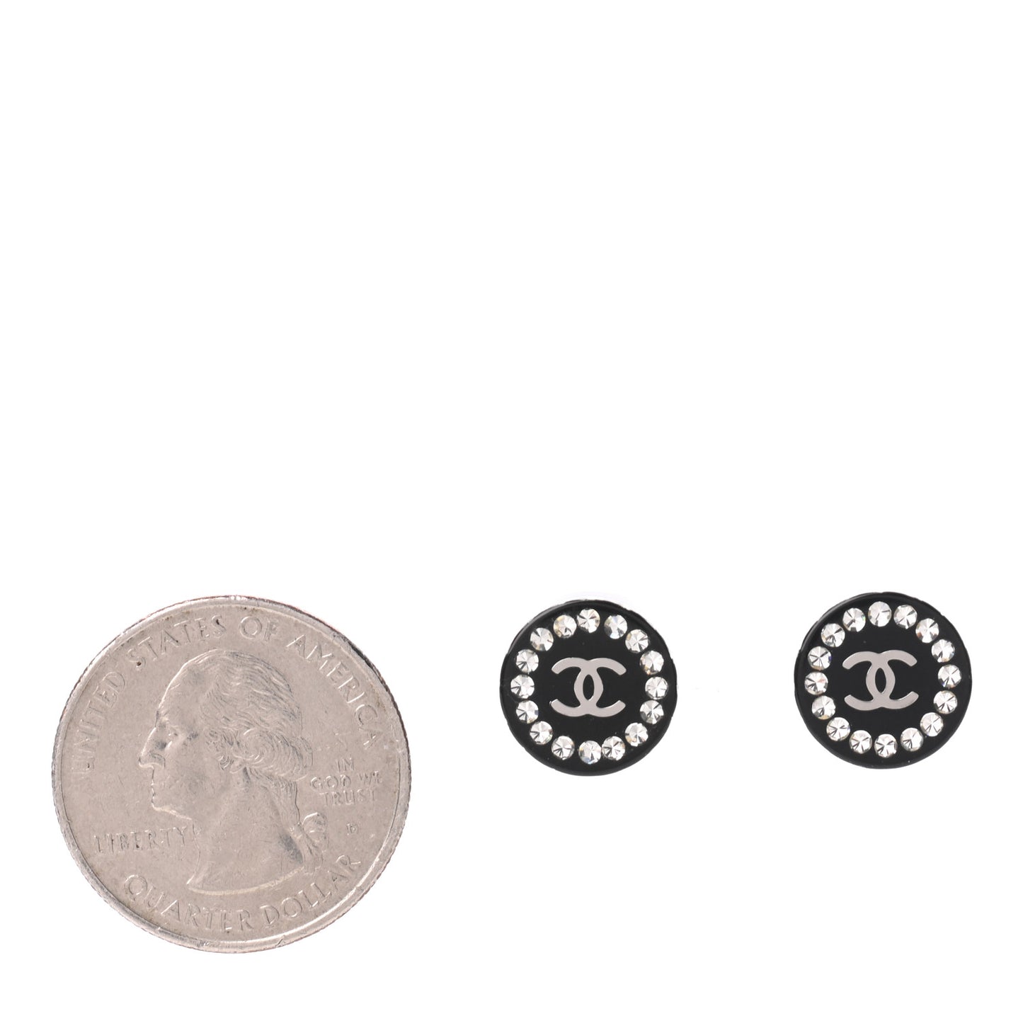 Resin Crystal CC Earrings Black