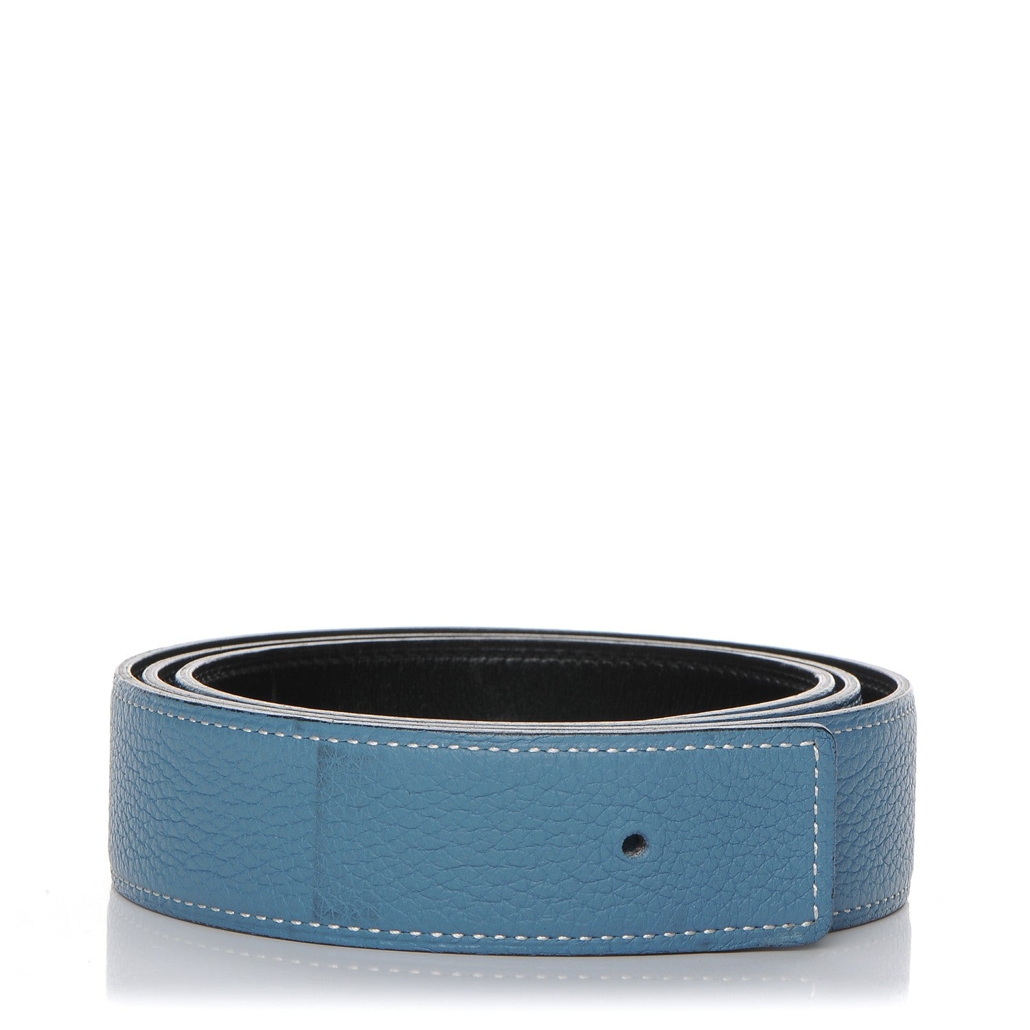 Hermes Box Togo 32mm Belt Strap 90 Black Blue Jean 1 of 9