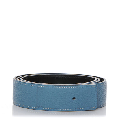 Hermes Box Togo 32mm Belt Strap 90 Black Blue Jean 1 of 9