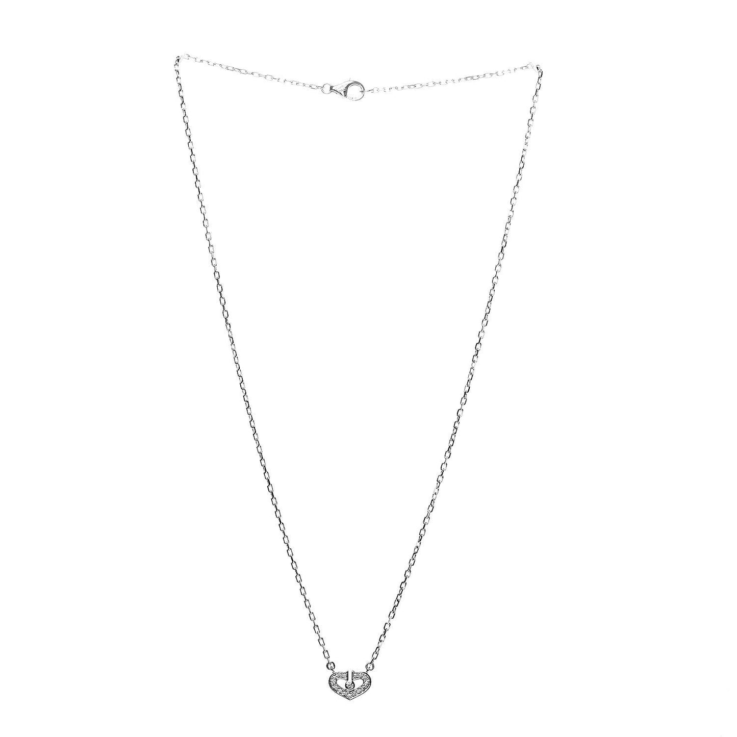 18K White Gold Diamond Hearts and Symbols Necklace