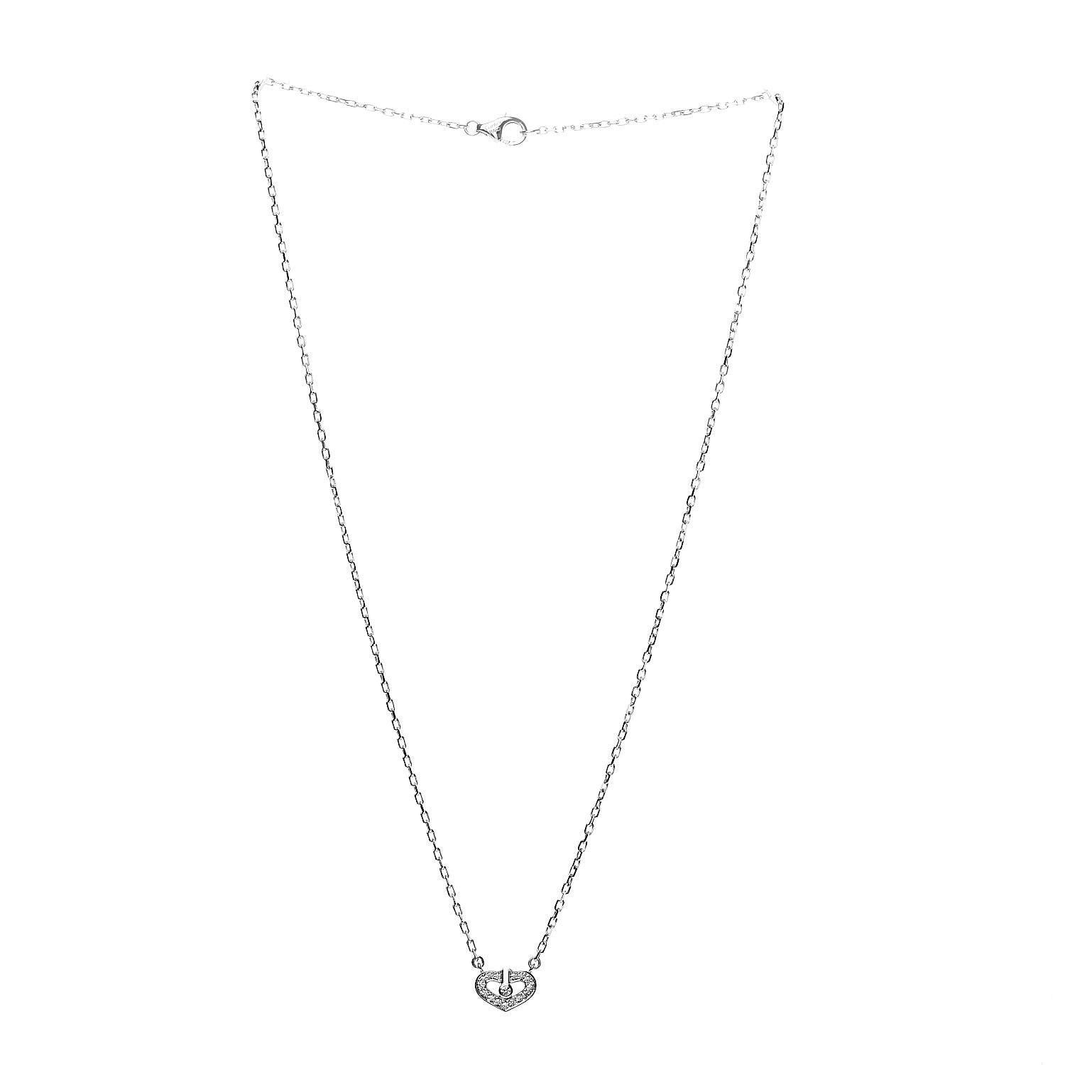 Cartier 18K White Gold Diamond Hearts and Symbols Necklace 3 of 7