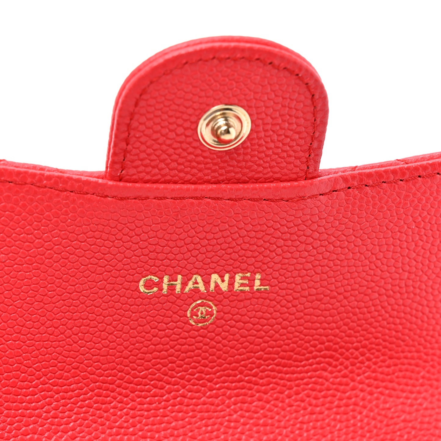 Caviar Quilted Flap Card Holder Wallet Red