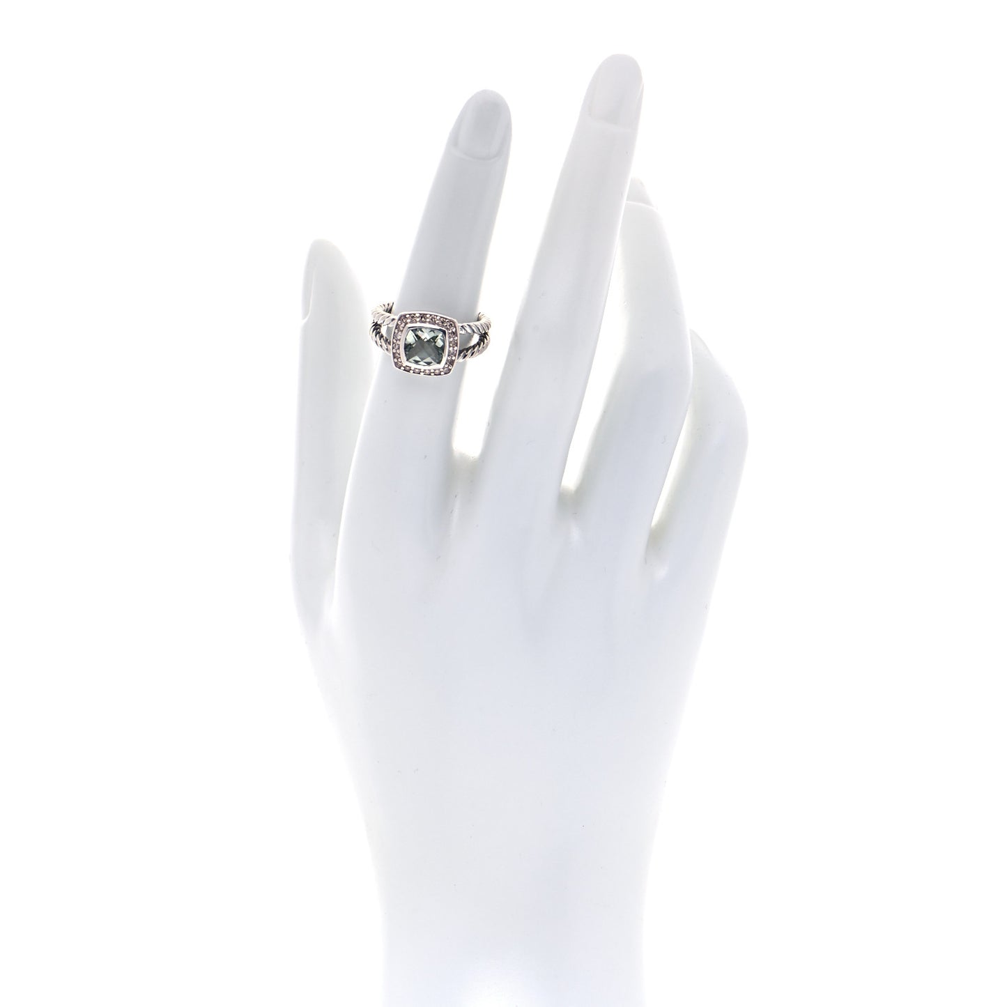 Sterling Silver Diamond Prasiolite 7mm Petite Albion Ring 52 6