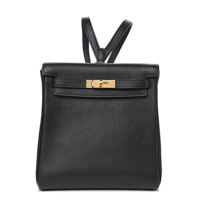 Hermes Taurillon Clemence Kelly Ado Backpack Black 1 of 9