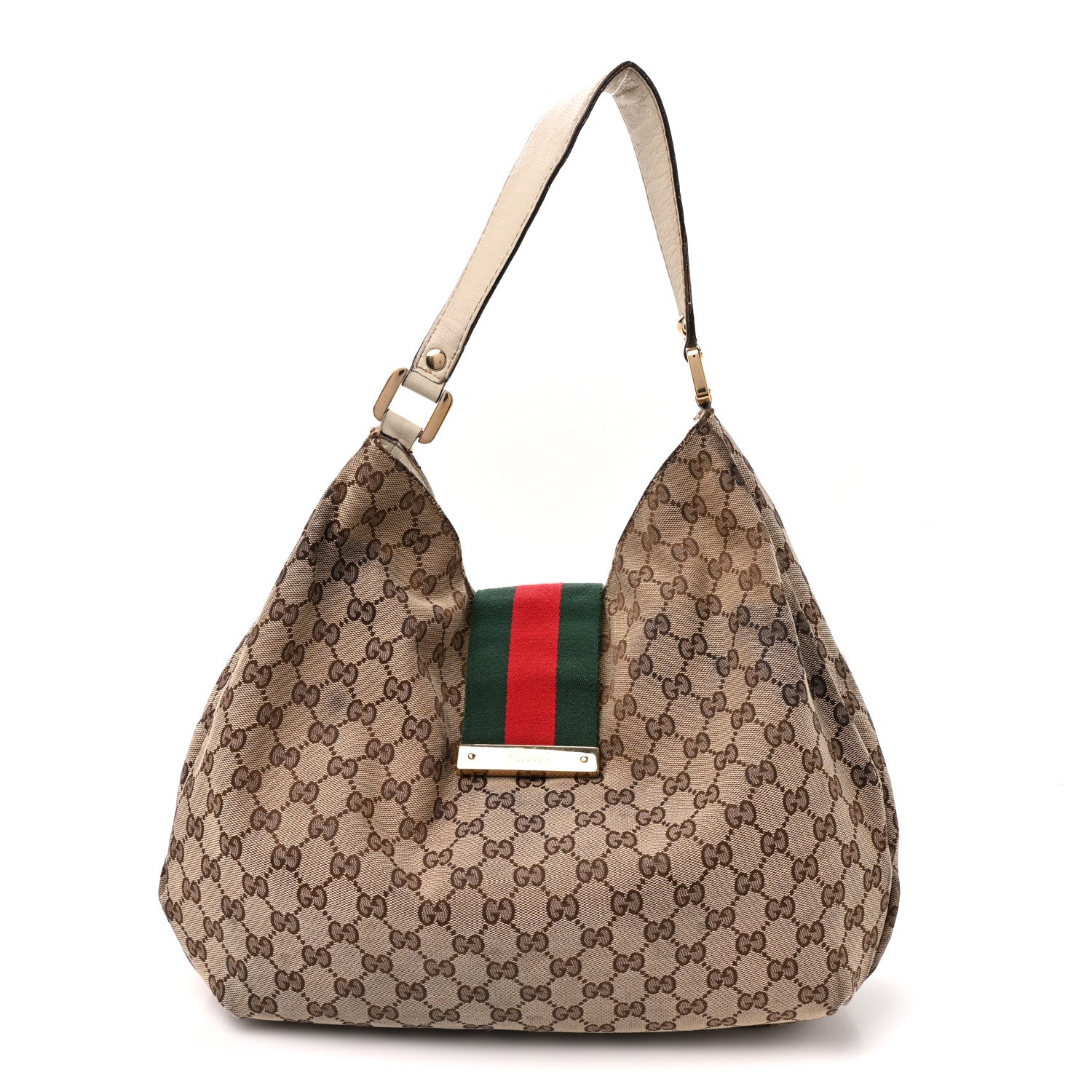 Gucci Monogram Large New Ladies Web Hobo Off White 1 of 15