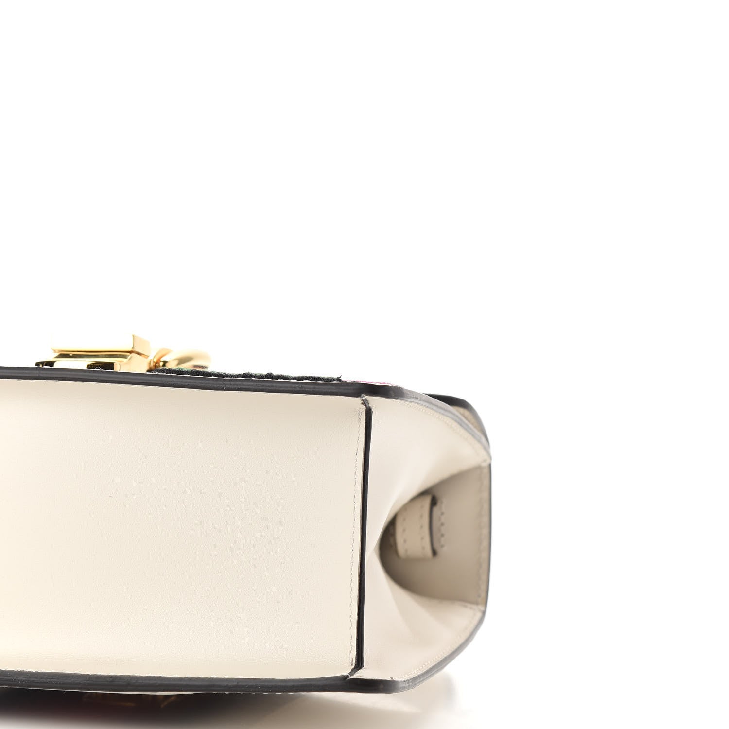 Gucci Calfskin Embroidered Mini Sylvie Top Handle Bag White 9 of 9