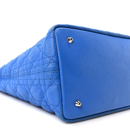 Christian Dior Coated Canvas Cannage Large Panarea Tote Blue 9 of 10