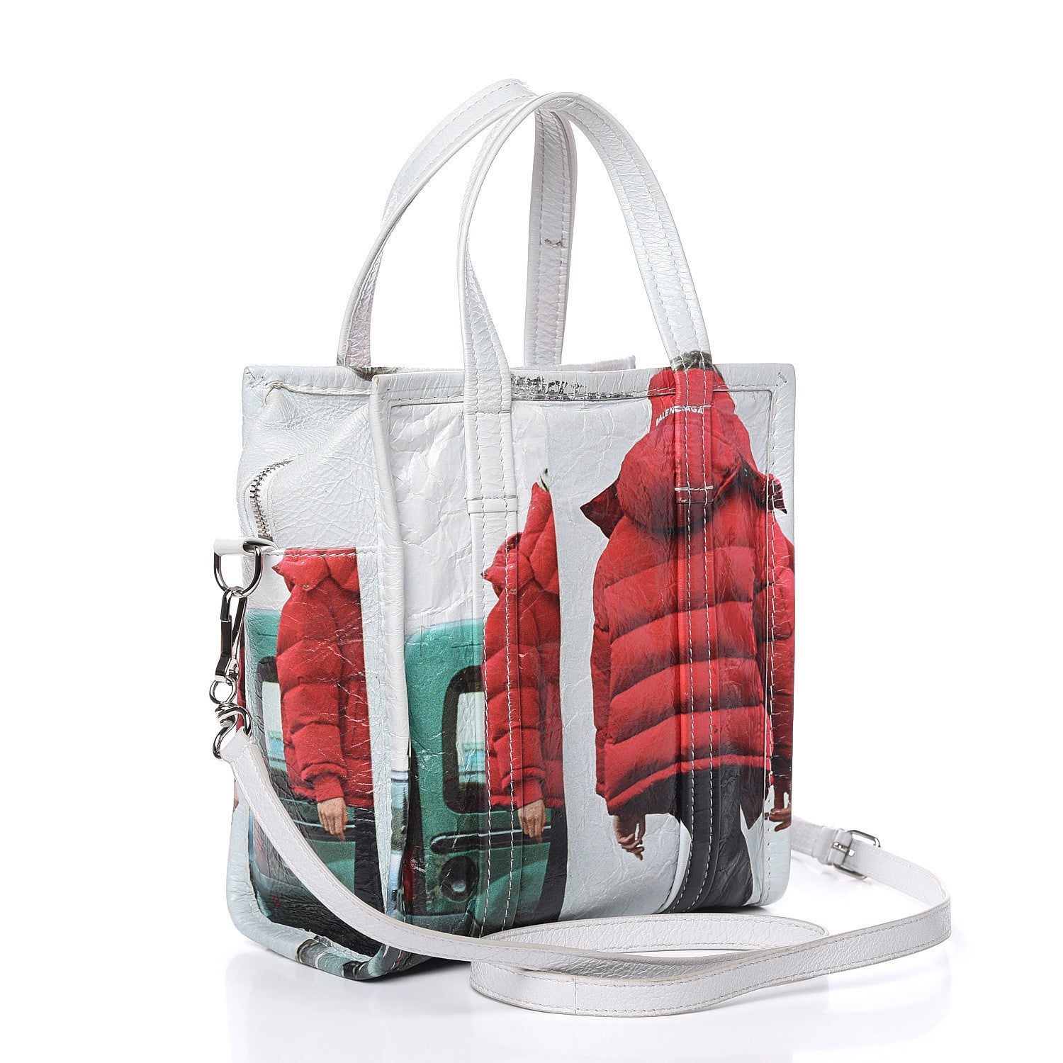Balenciaga Agneau Arena Bazar Campaign Shopper Tote XS White Red Green 3 of 15