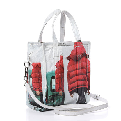 Balenciaga Agneau Arena Bazar Campaign Shopper Tote XS White Red Green 3 of 15
