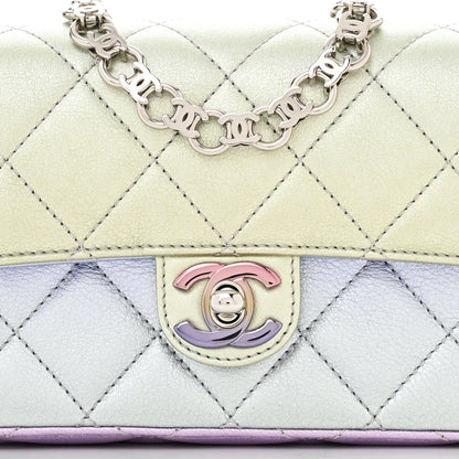 Chanel Gradient Metallic Calfskin Quilted Clutch Silver Blue Yellow Purple 8 of 11