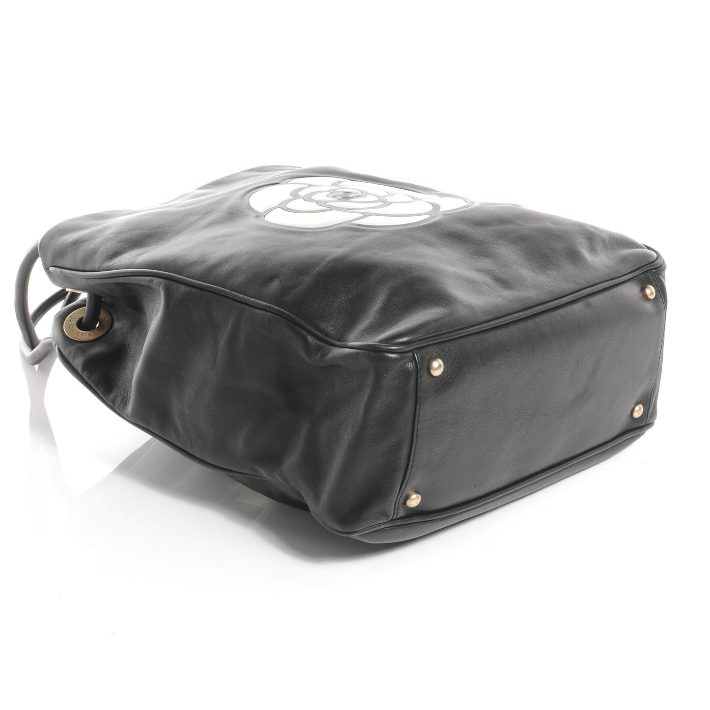 Lambskin Camellia Tote Black