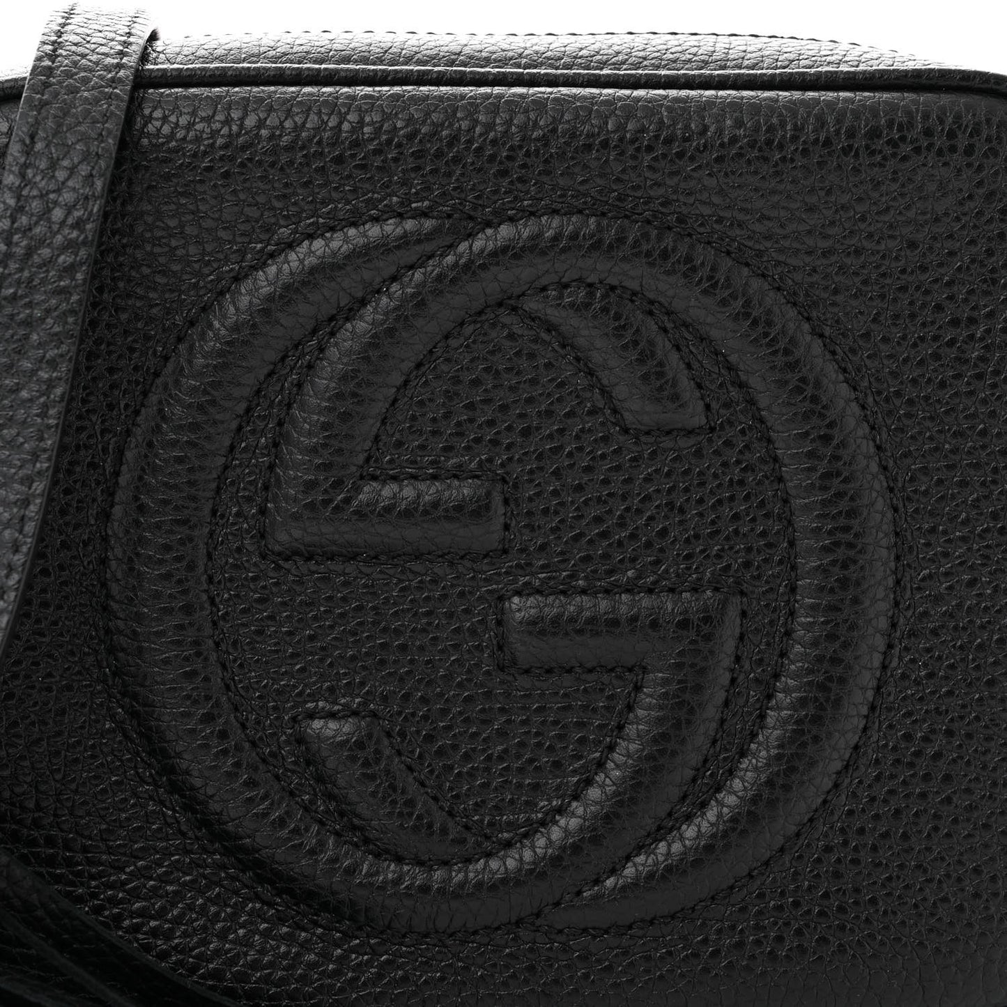 Pebbled Calfskin Small Soho Disco Bag Black