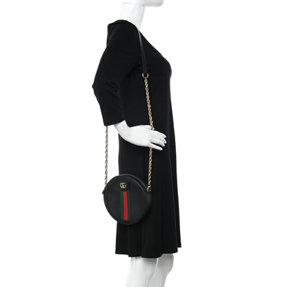 Gucci Grained Calfskin Web Mini Ophidia Round Shoulder Bag Black 2 of 10