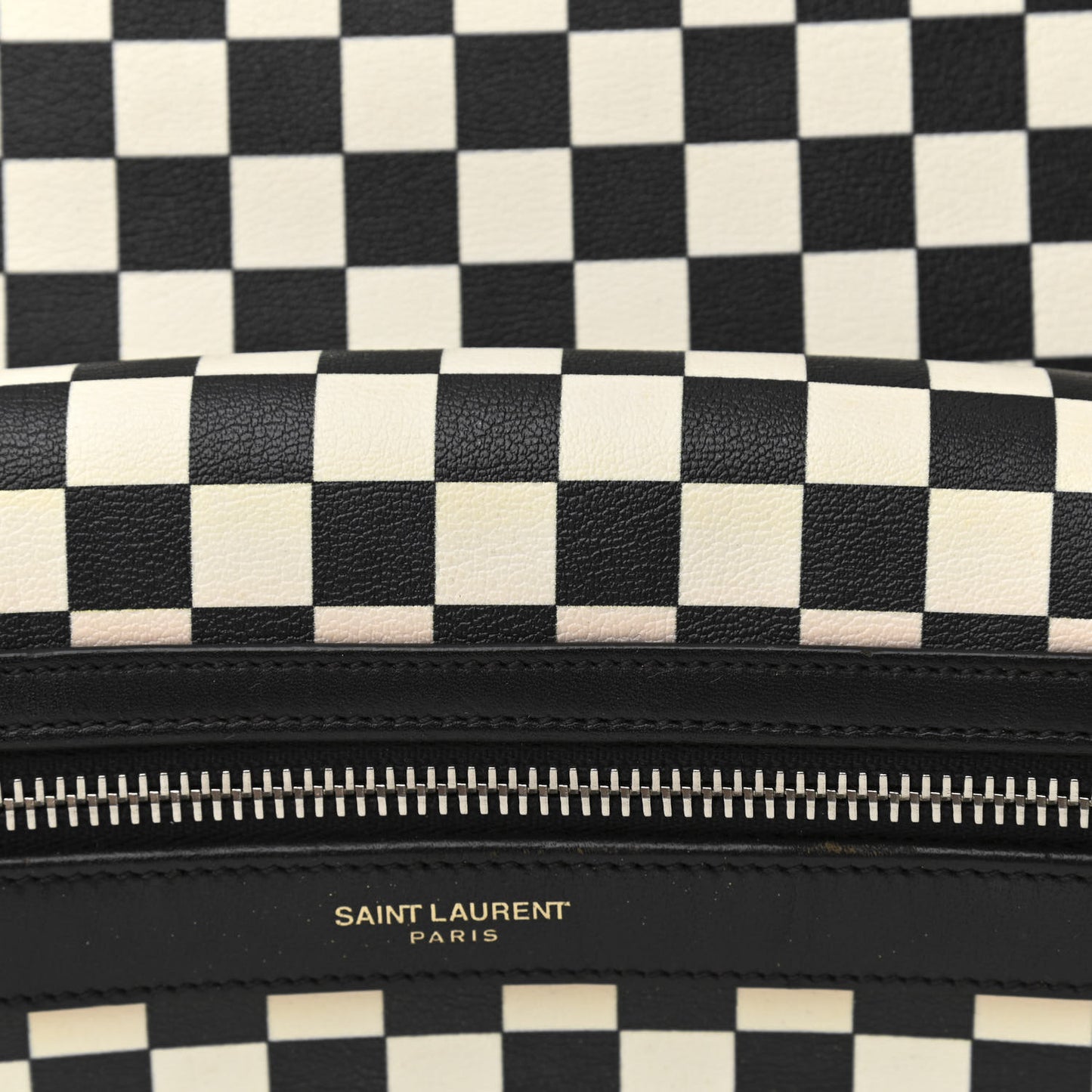 Calfskin Checked Print Hunting Backpack Black White