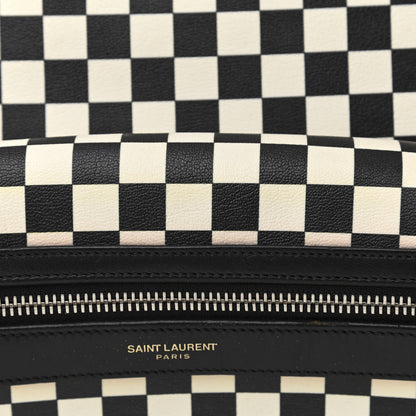 Saint Laurent Calfskin Checked Print Hunting Backpack Black White 10 of 11